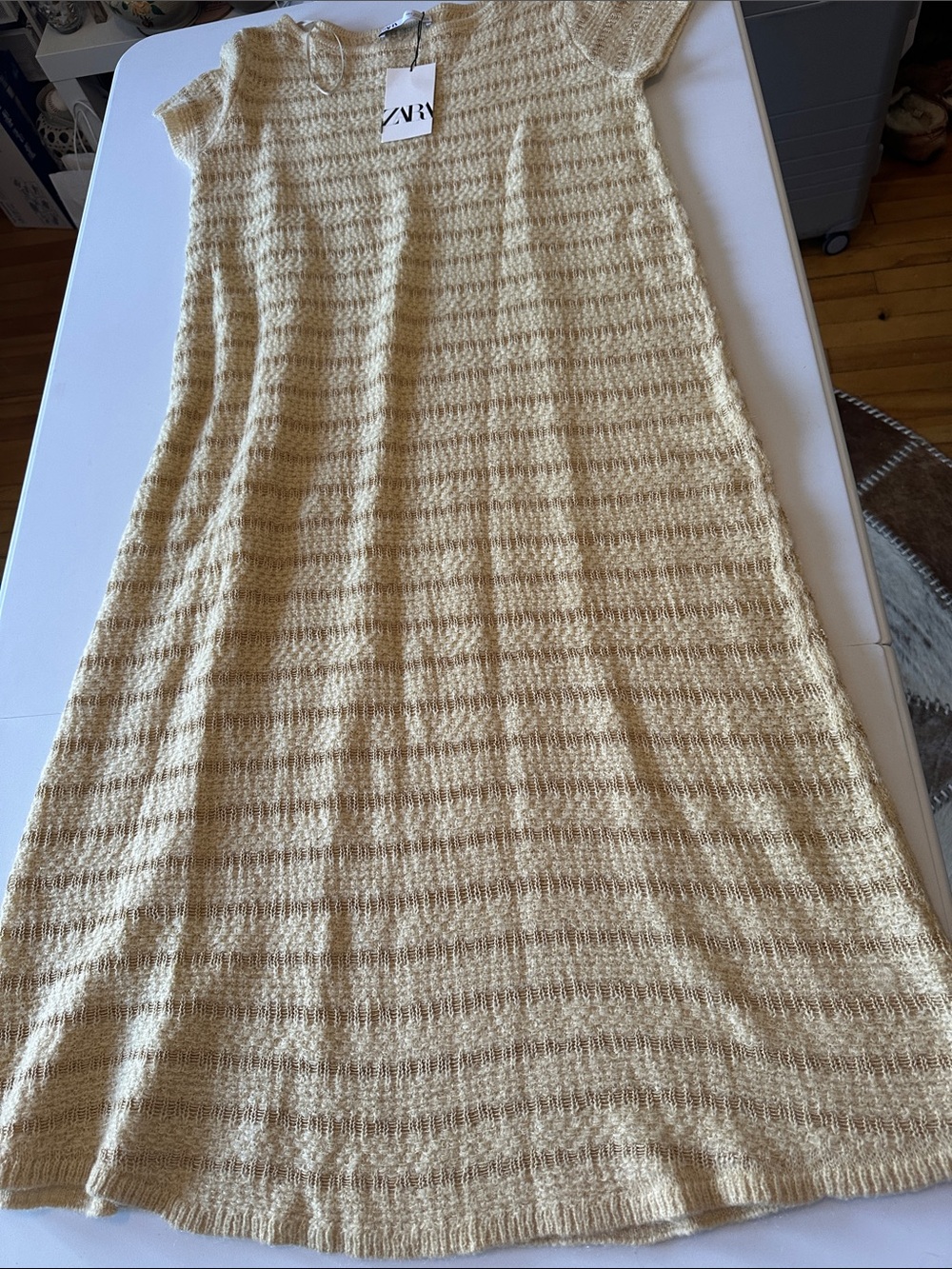 Zara Beige Knit A-Line Dress